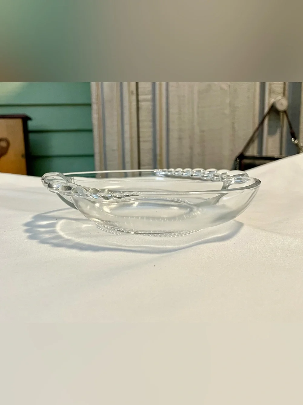 *VINTAGE* Duncan & Miller Glass 2~Sided Serving Dish - Clear Glass - 6” x 2”